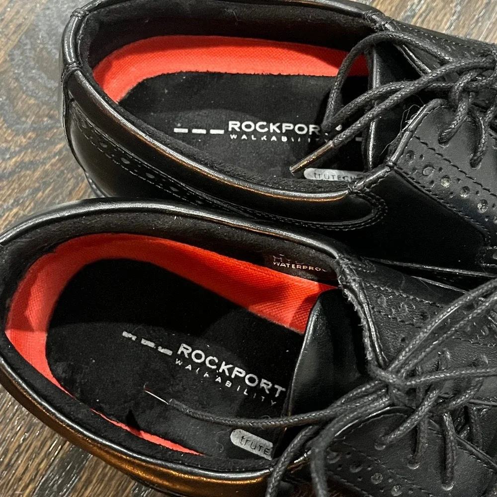 Rockport Wingtip Oxford Mens 6.5 Wide  Black Hydro-Shield‎ Waterproof V73842